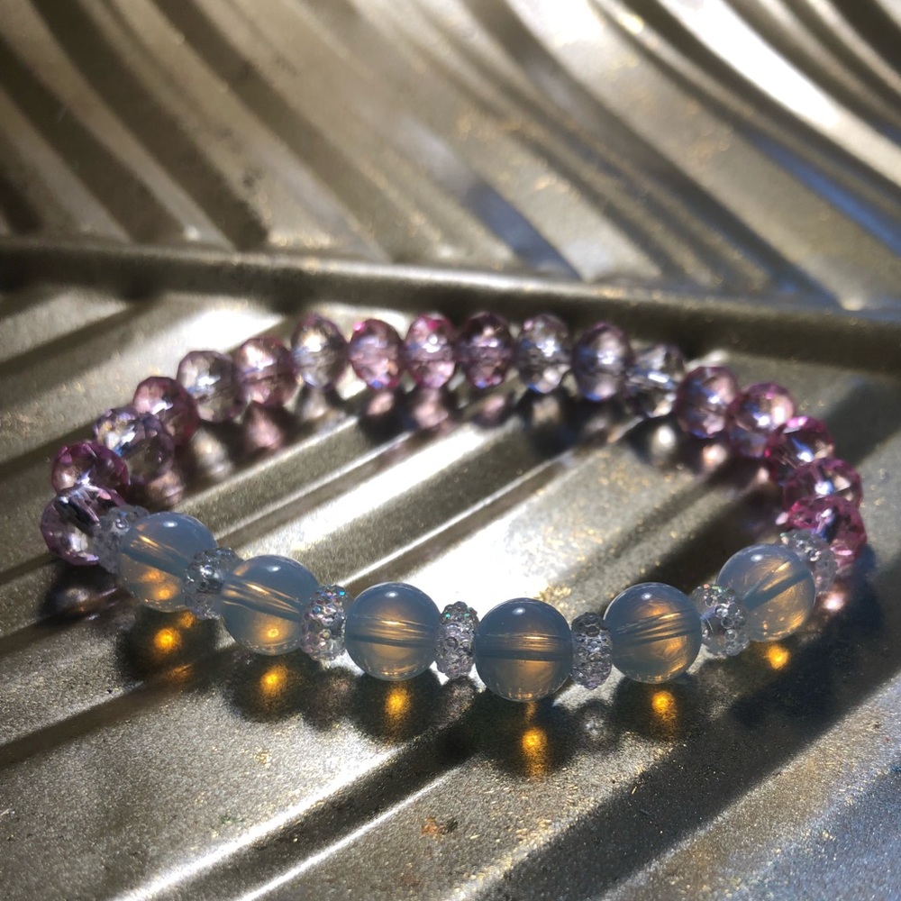 Moon stone bracelet and crystal beads